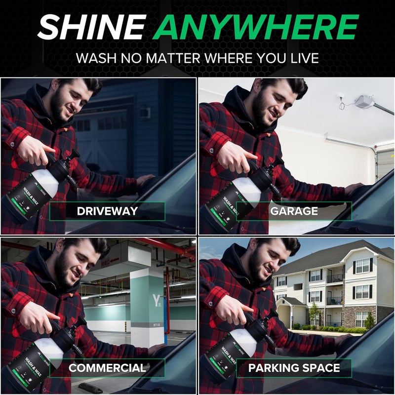 Eco Shine طقم غسيل السيارات بدون ماء | صيغة غسيل وشمع مركزة للغاية بدون شطف مع بخاخ مضخة غير رغوي لتفاصيل السيارة السريعة | يصنع 1 جالون من غسيل وشمع جاهز للاستخدام بدون ماء - Image 5